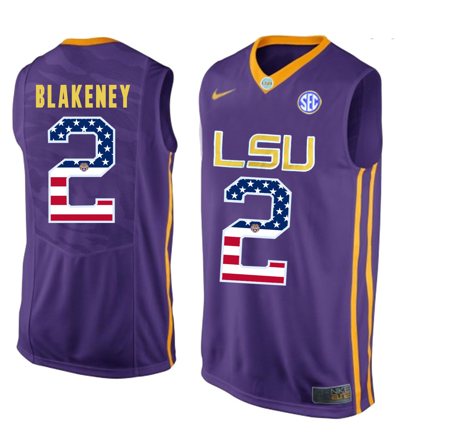 Men LSU Tigers 2 Blakeney Purple Flag Customized NCAA Jerseys